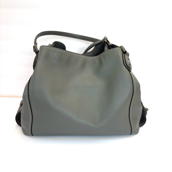 Coach Edie 31 Refined Pebble Leather Shoulder Bag Heather Gray Pewter Hardware - Picture 2 of 15